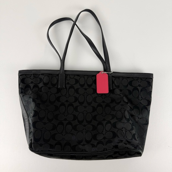 Coach Black Signature Jacquard Tote Bag - Picture 1 of 14